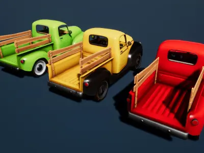 Classic farm pickup truck Low-poly 3D model