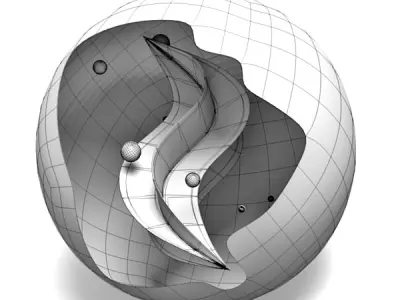 Marbles glass ball with flag of spain 3D model