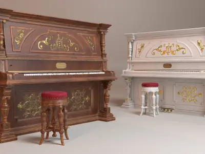 PBR Vintage Piano Low-poly 3D model