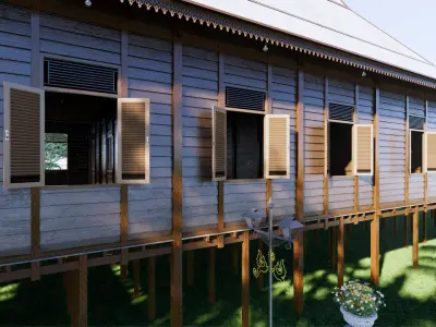 Limas Traditional House of Sambas West Borneo - Type 3 3D model