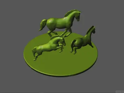 Three Horses Desk Sculpture 3D print model