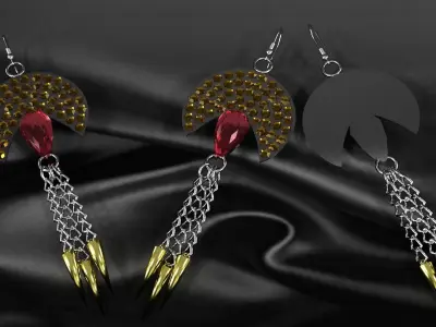 earrings pair of on mannequin 3D model