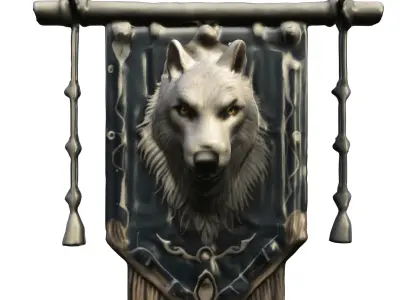 Wolf Clan Banner Medieval Wall Decoration 3D model