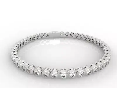 Bezel Set 5pt Carat Tennis Bracelet 3D print model