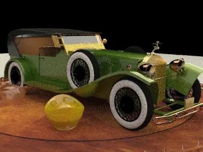 Chinese gold ingot with Antique car 3D model