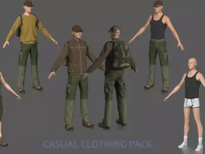 CASUAL CLOTHING PACK  Low-poly 3D model