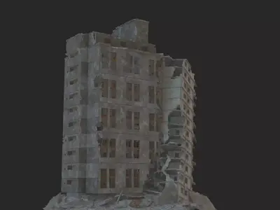 destroyed building  Low-poly 3D model