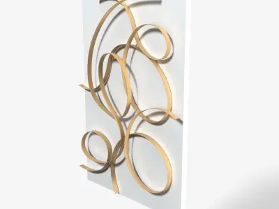 Uttermost Freehand 60 High Brushed Gold Metal Wall Panel PBR 3D model