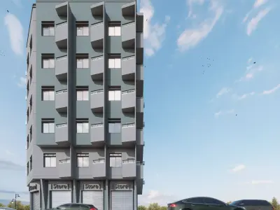 Modern Mixed-Use Building I Shops-6Floors Complete I  3D model