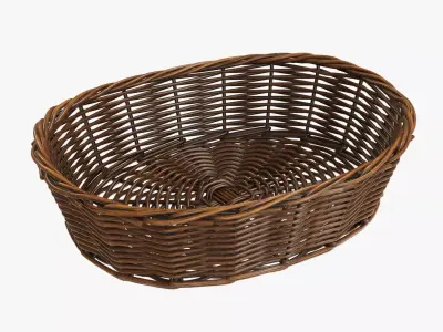 Wicker basket oval dark brown 3D model