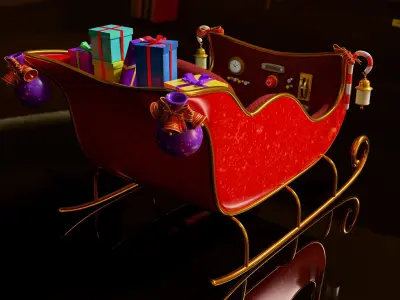 Santa Sleigh Cart 3D model