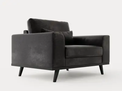 Copenhagen Velvet Armchair Low-poly 3D model