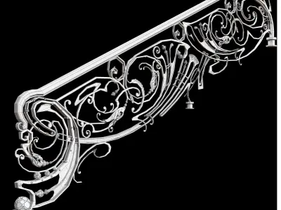 stair railing forging floral stylization 3D model