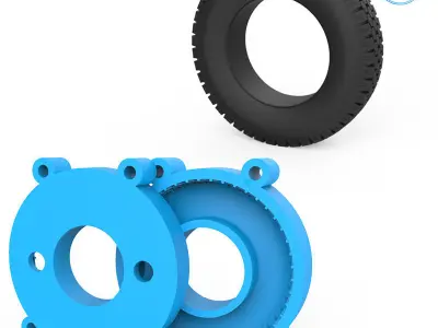 Truck Tire Mold With 3 Wheels 3D print model