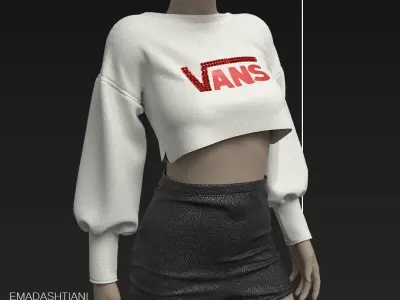 Street Style Girl N1  47  CLO3D ZPRJ FBX OBJ MTL 3D model