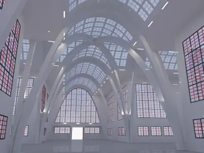 Industrial exhibition building 3D model
