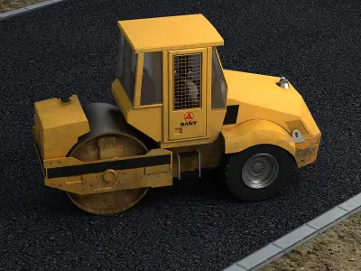 Construction municipal vehicles road rollers construction 3D model