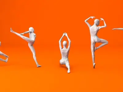 5 Ballet and Skating Lowpoly Women Low-poly 3D model