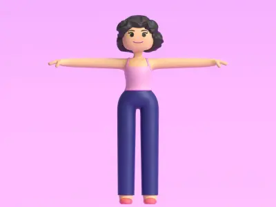 Minimal Cartoon Character Women 3D model