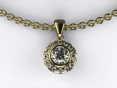  Diamond Pendant  Halo Style Jewelry Design for 3D Printing 3D print model