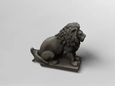 Regal Stone Lion Statue 3D Model 3D model