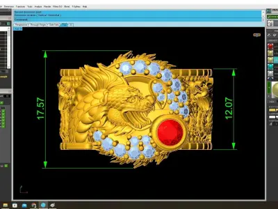 Luxury Asian Dragon Ruby Diamond Mens Ring 3861 3D print model