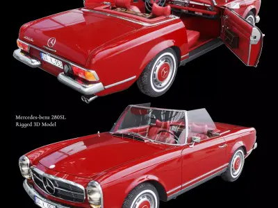 Mercedes Benz 280sl Pagoda Rigged Vray 3D model