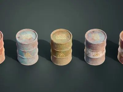 Old oil barrels Free low-poly 3D model