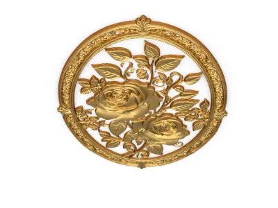 Classic oval carved decor ornament 03  3D model