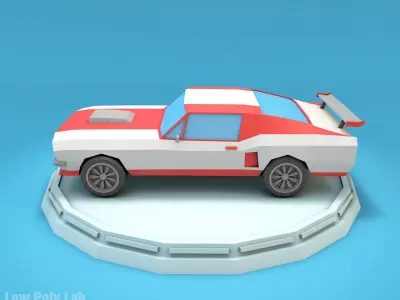 Cartoon Racing City Car Low-poly 3D model