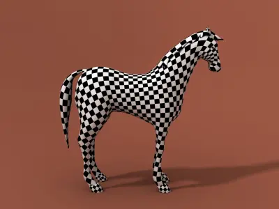 Horse low-poly model checkered Low-poly 3D model