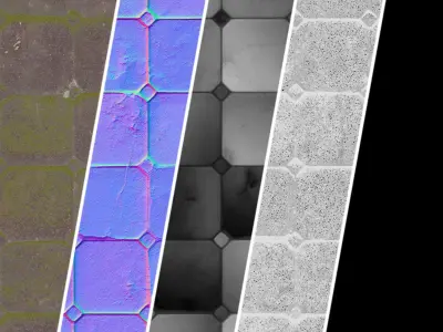 Pavement Materials 78- Brush Rock By Mossy By  Sbsar Pbr Texture