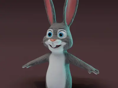 Cartoon Animated Wolf and Rabbit 3D Model Collection Low-poly 3D model