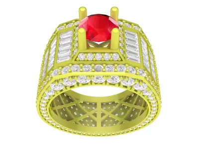 Luxury Wide Band Ruby Men Ring 3D Jewelry Model  4086 3D print model