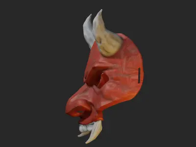 Oni Mask 9 Demon Half Face 3D print model