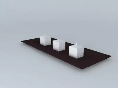 decor three candles on tray Free 3D model