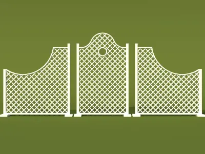 White Lattice Fence 1 Free 3D model