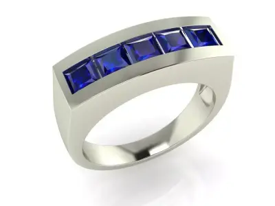 BLUE SAPPHIRE MENS RING 3D print model