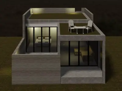 Resort house with 3D-printing wall 3D model