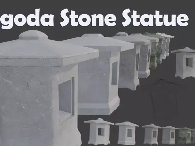 Pagoda Stone Statue Low-poly 3D model