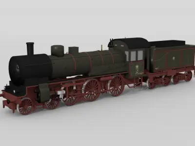 German historical steam locomotive P8 3D model