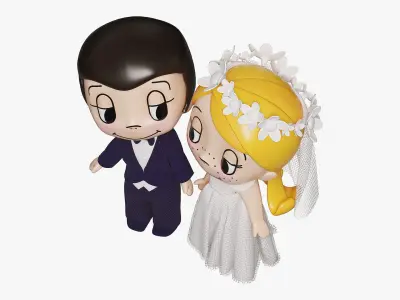 Decorative figurines of the bride and groom 3D model