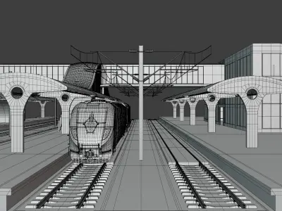 American train station II 3D model