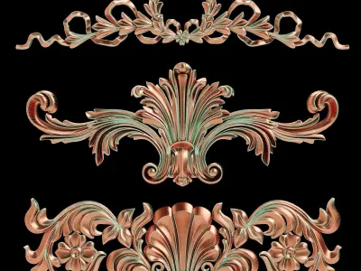 Carved Plaster Molding Decoration and Ornament pack03 3D model