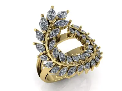 Marquise gemstone Elegant Ring 3D print model