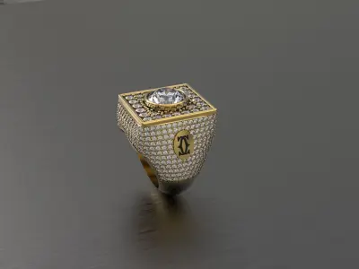 Men ring with gems 3D print model