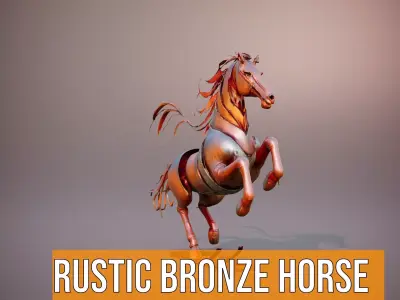 Rustic Bronze Horse model pack Low-poly 3D model