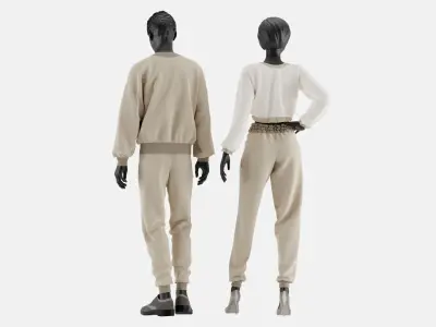 Sport Clothes Couple Set 02 3D model