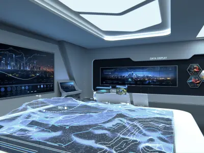 Exhibition Hall and Holographic Table 3D model