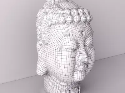 Antique Wood Buddha Head 3D model
